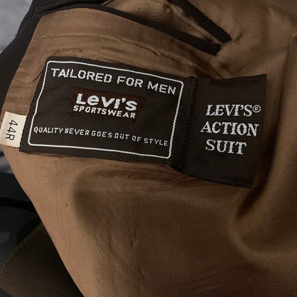 Levis Action Suit Jacket Blazer Mens 44R 2 Button Brown - Picture 4 of 14